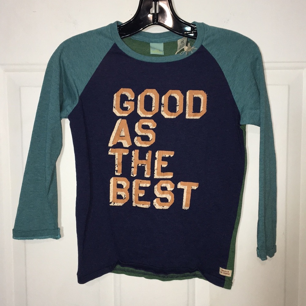 Scotch and Shrink heather blocked raglan tee.